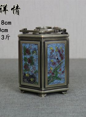 白铜景泰蓝六角铜温酒壶烫酒壶加厚热酒暧酒器中式礼盒家用黄白酒