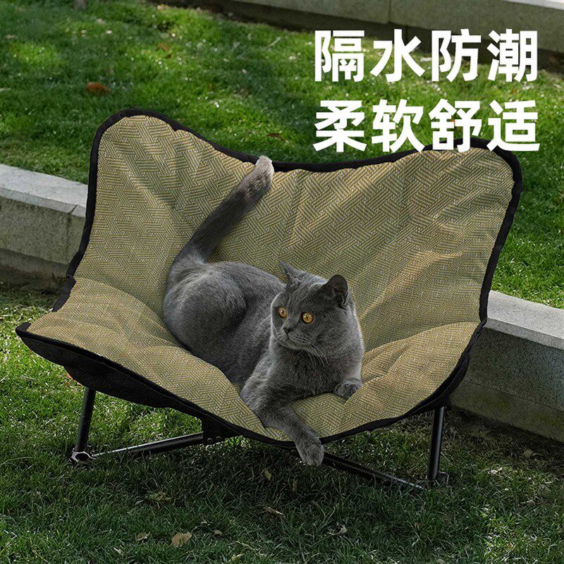 夏季降温猫床宠物凉席藤编猫咪床猫窝狗窝便携折叠露营狗狗行军床