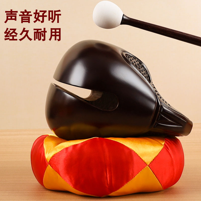 木鱼实木法器敲打木鱼家用桂柚檀木雕刻摆件老式静心解压打击乐器
