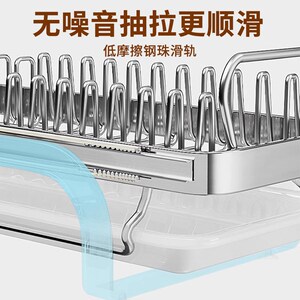 不锈钢抽拉碗架厨房橱柜内置拉篮抽屉式碗碟收纳架碗盘碗筷沥水架