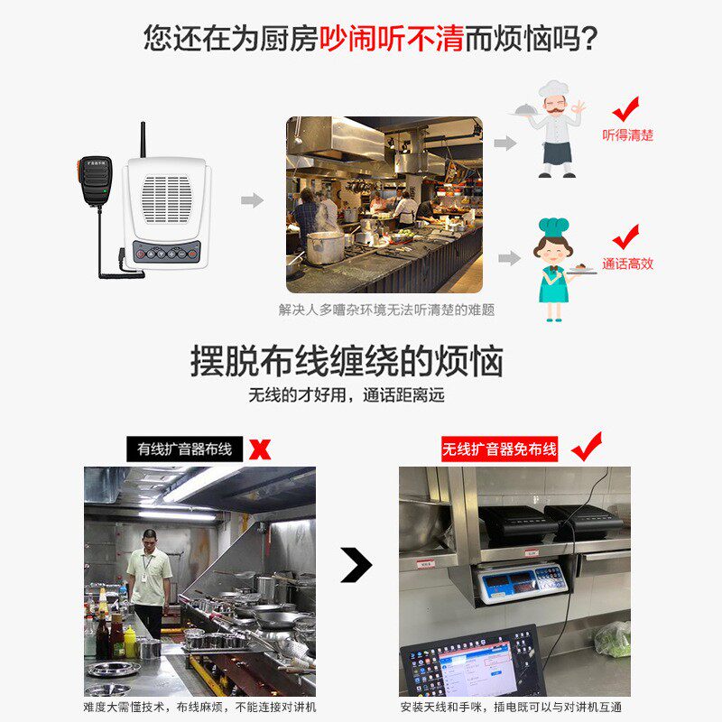 美一对讲机户外窗口双向对讲扩音器扬声器厨房喇叭呼叫器台式无线