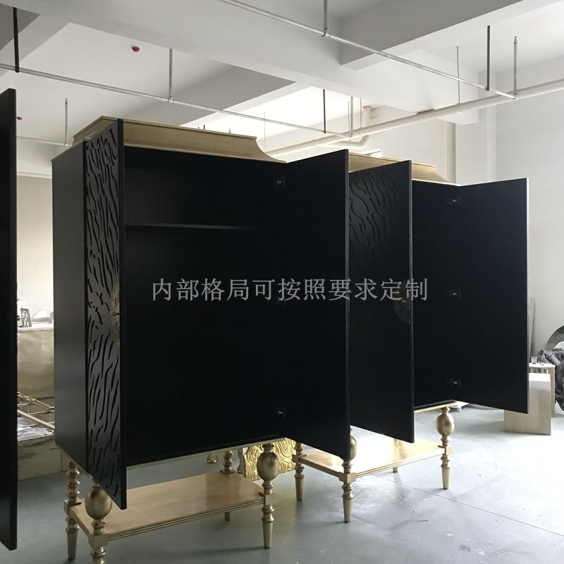 法式新古典实木衣柜欧式美式雕花样板间展示柜酒柜奢华装饰柜定做