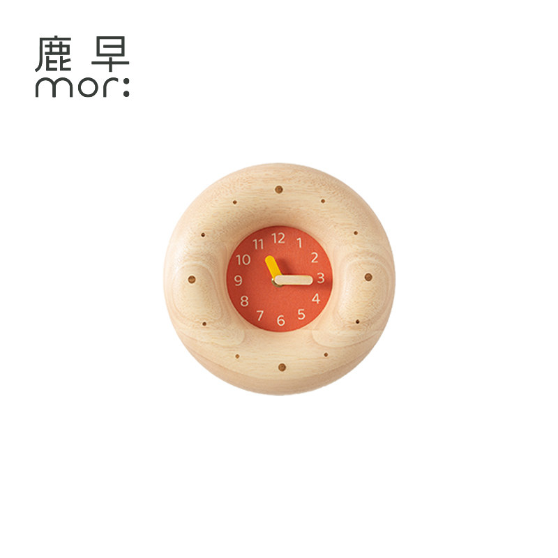 鹿早实木挂钟烘焙系列贝果钟客厅挂钟实木简约静音挂钟创意装饰