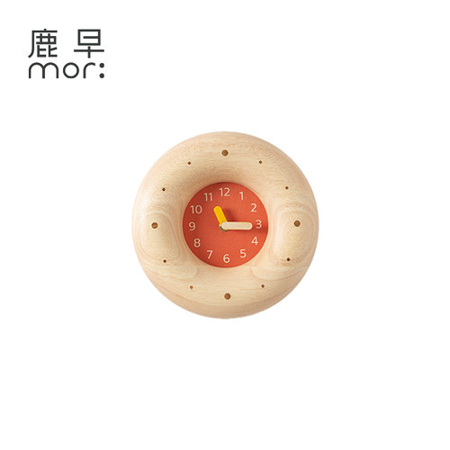 鹿早实木挂钟烘焙系列贝果钟客厅挂钟实木简约静音挂钟创意装饰