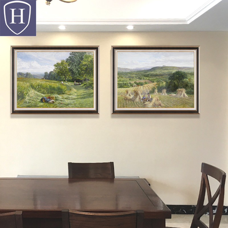 法式沙发背景墙装饰画欧式客厅风景油画美式餐厅挂画书房玄关壁画