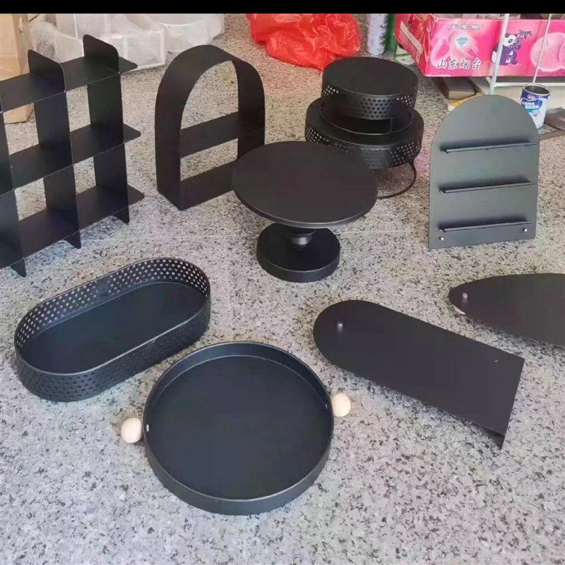 甜品台紫黑色铁艺蛋糕架甜品台展示架十件套摆台摆件