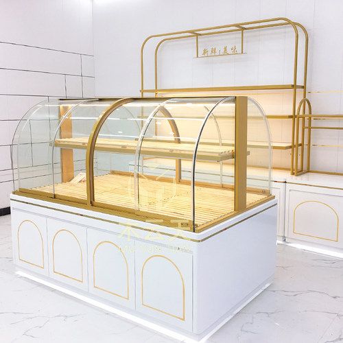 面包柜面包展示柜中岛柜边柜蛋糕店展示架弧形烘焙柜台货架糕点柜