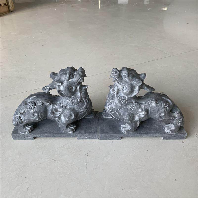 石雕貔貅摆件公母一对皮休天然石材雕刻家居客厅青石石头貔貅