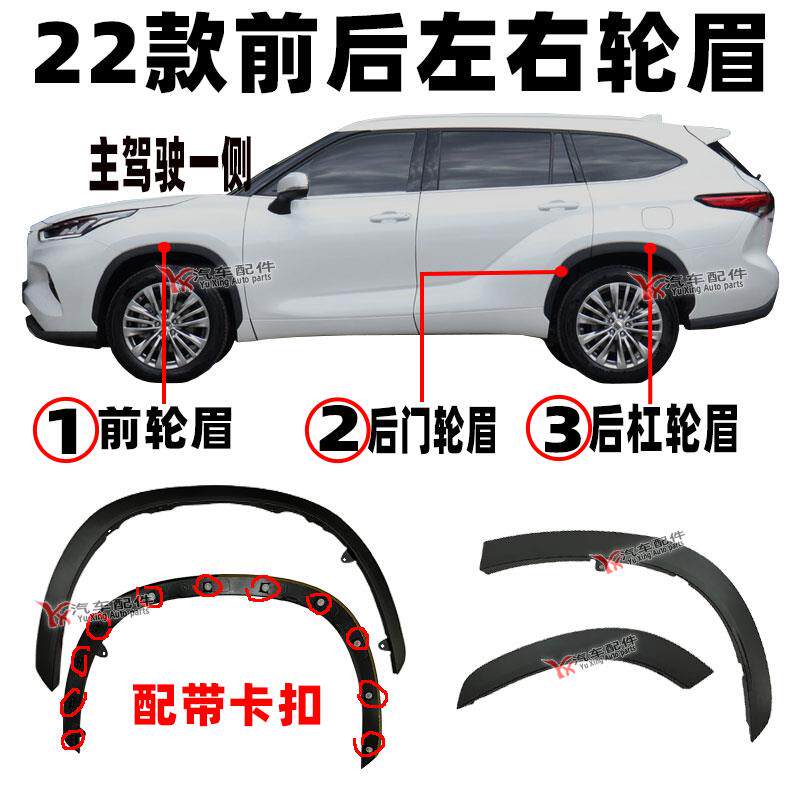适用于22 23 24款汉兰达前后轮眉车轮装饰条叶子板轮眉防擦板边条