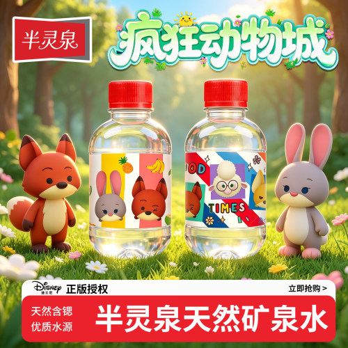 半灵泉迪士尼饮用矿泉水260ml便携户外迷你宝宝水整箱家庭用水