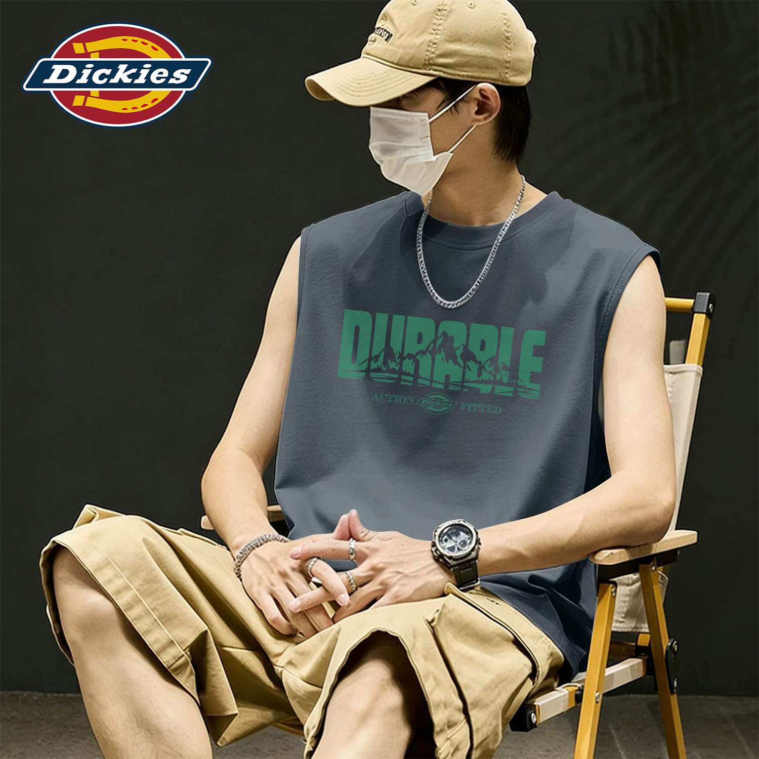 Dickies深灰色无袖背心男款
