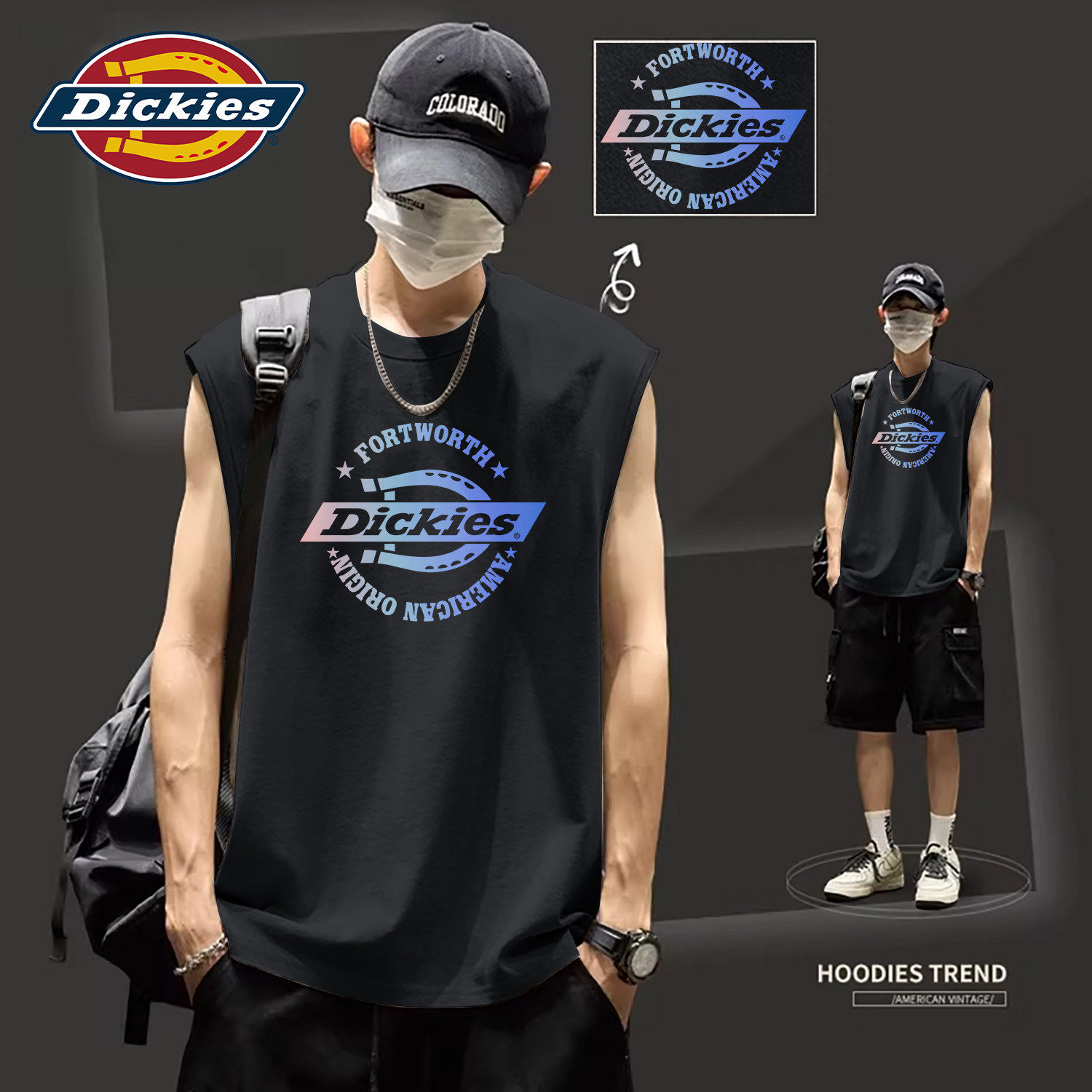 Dickies美式宽松纯棉背心男款