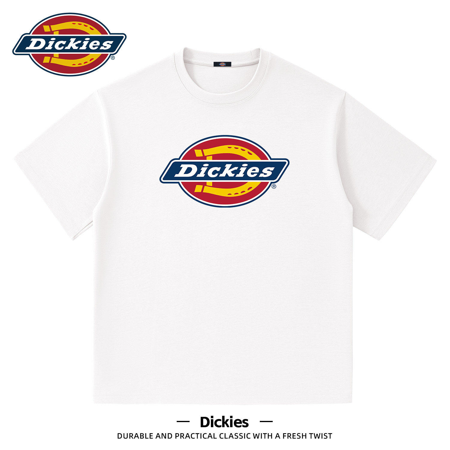Dickies美式纯棉圆领短袖T恤男款2026新款夏季潮流休闲五分袖体恤