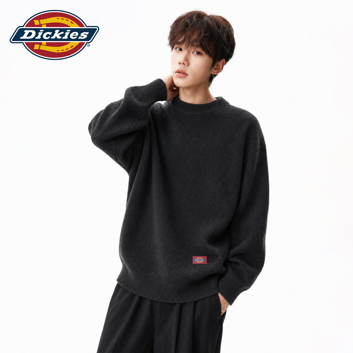 Dickies黑色圆领针织毛衣男