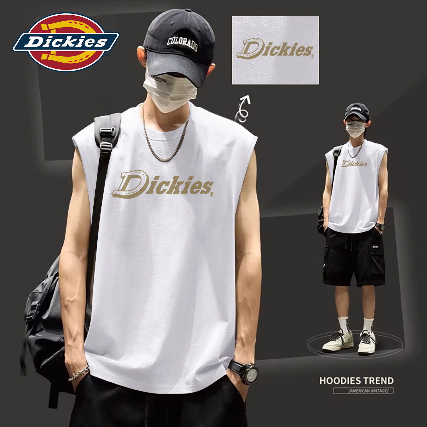 Dickies白色纯棉背心男款