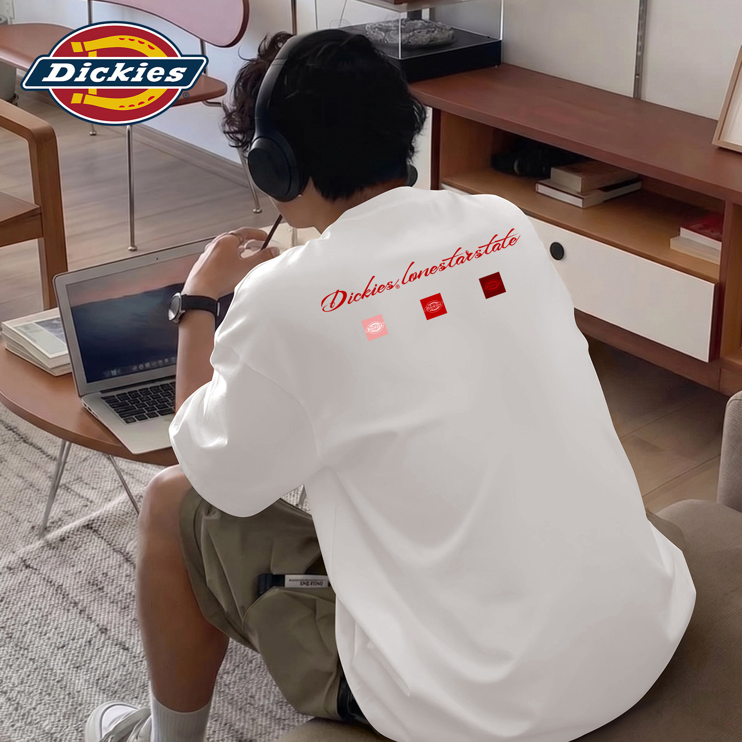 Dickies白色纯棉短袖T恤男生2026夏季新款新疆长绒棉复古印花体恤