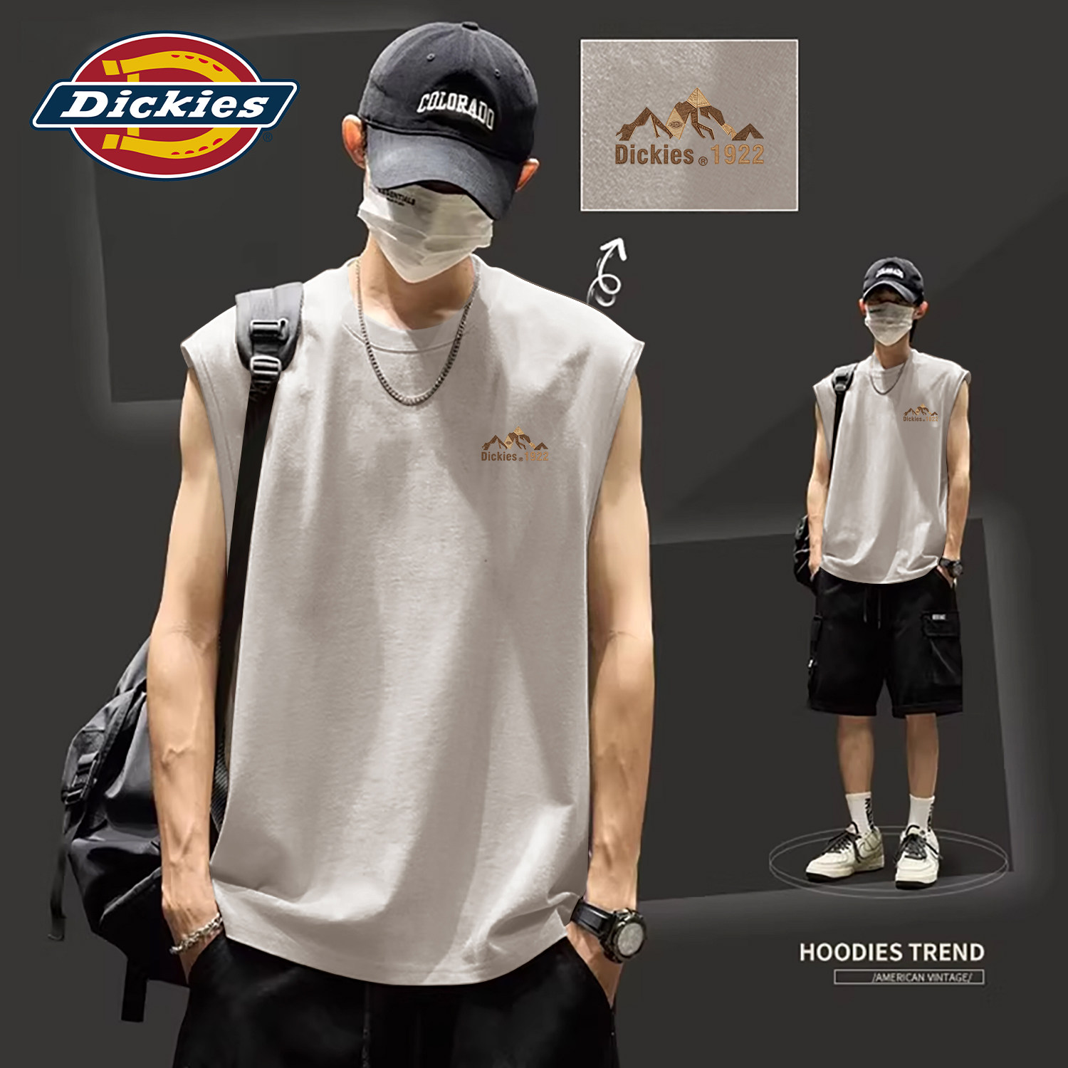 Dickies海鸥灰纯棉背心男款