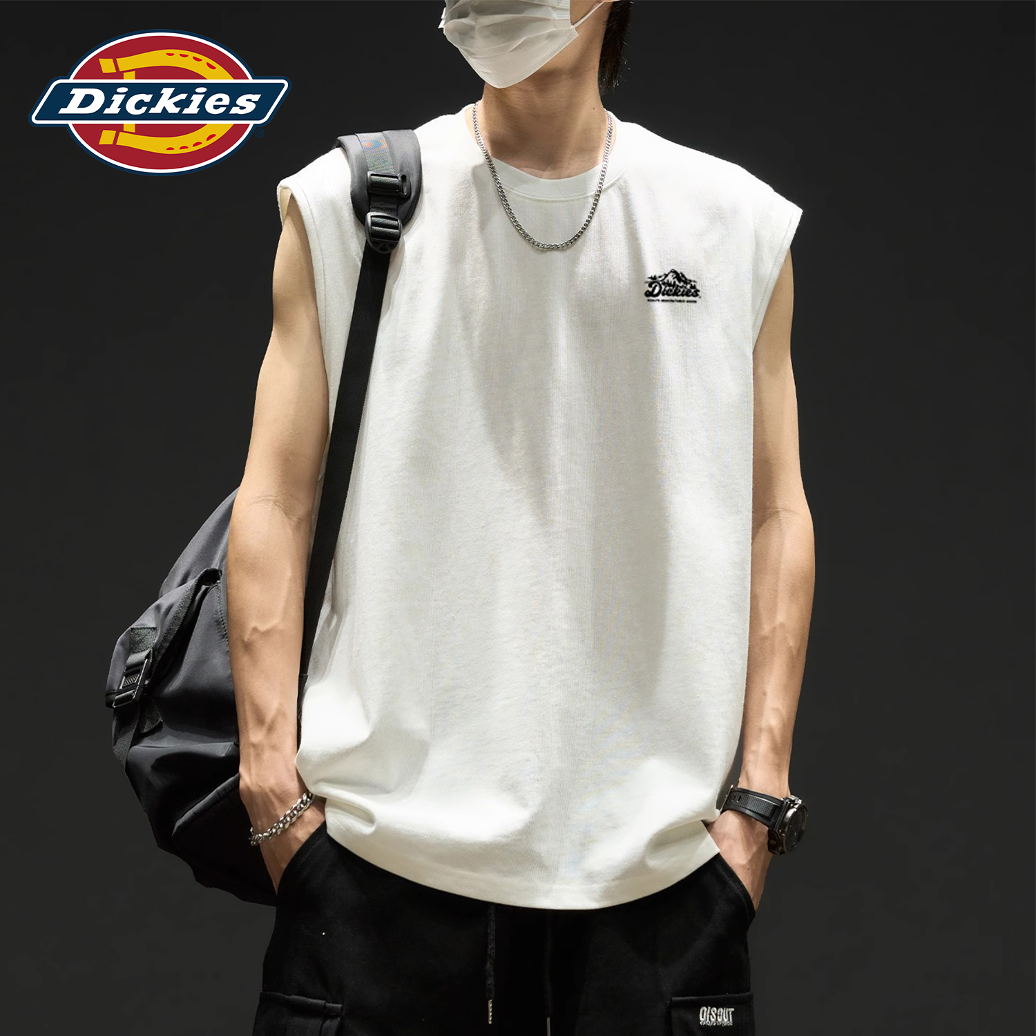 Dickies白色纯棉无袖背心