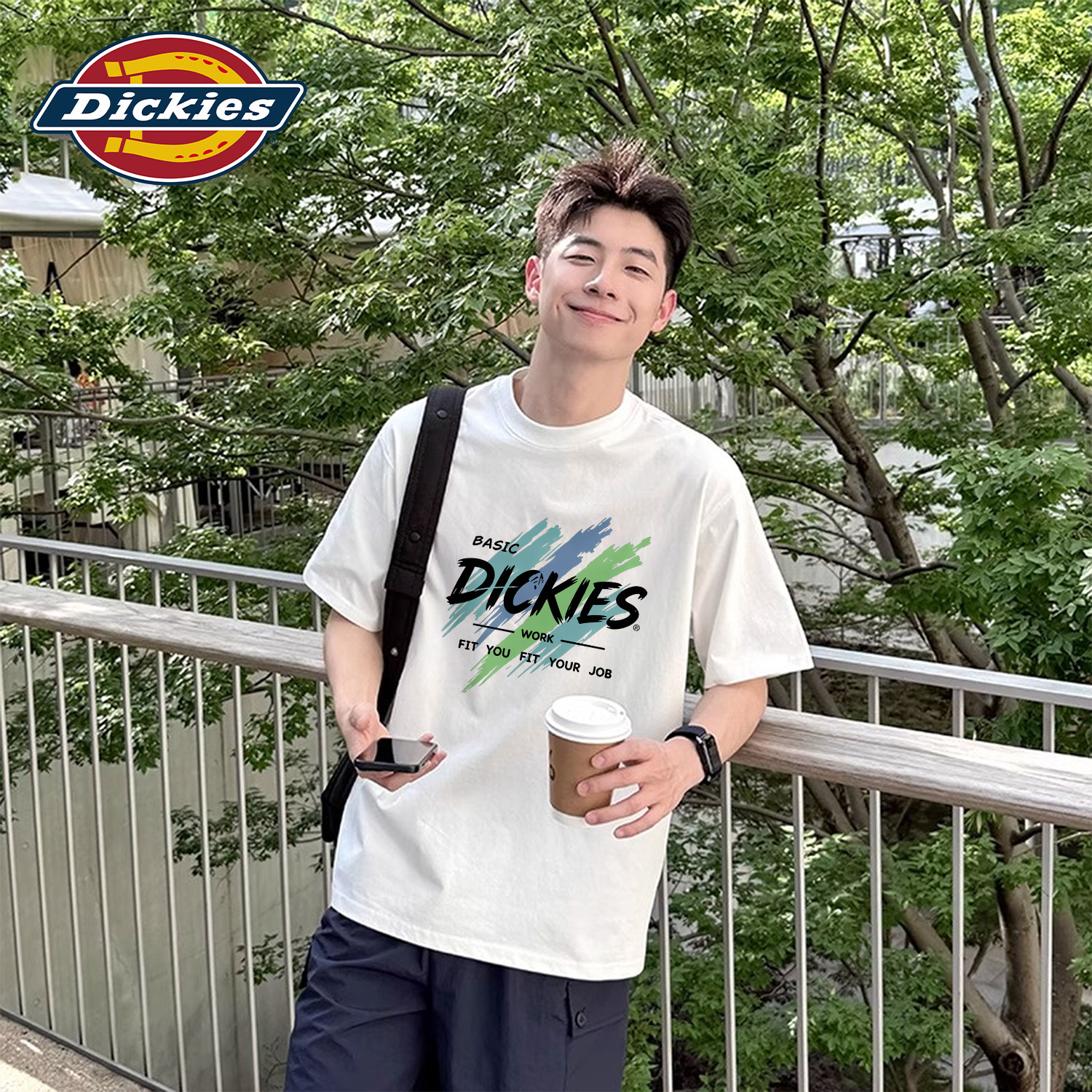 Dickies白色涂鸦logo短袖T恤男