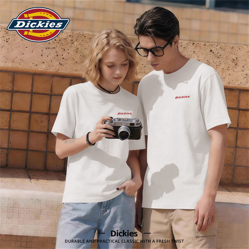 Dickies重磅纯棉圆领短袖T恤男生2026夏季新款宽松休闲百搭情侣装