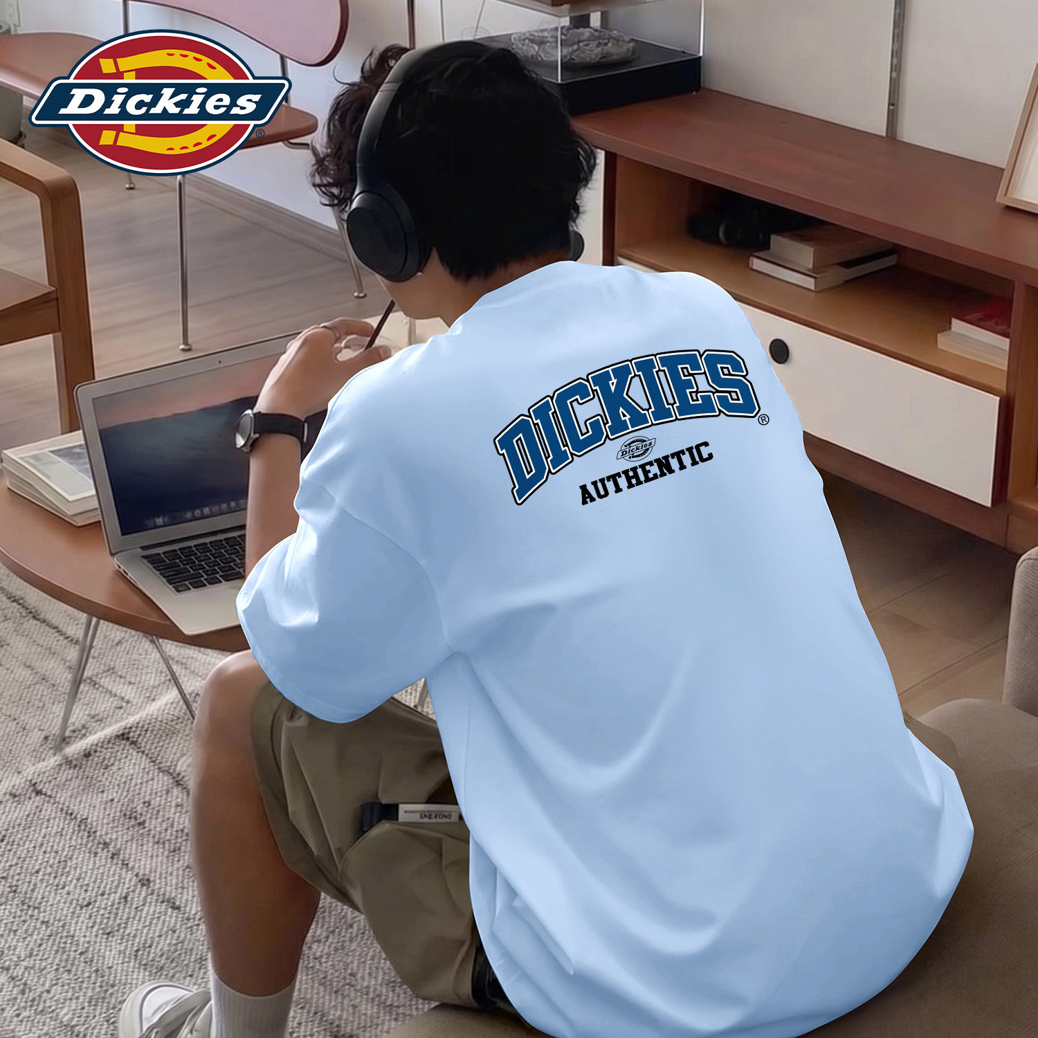 Dickies冰川蓝纯棉短袖T恤男生2026夏季新款新疆长绒棉半袖体恤衫