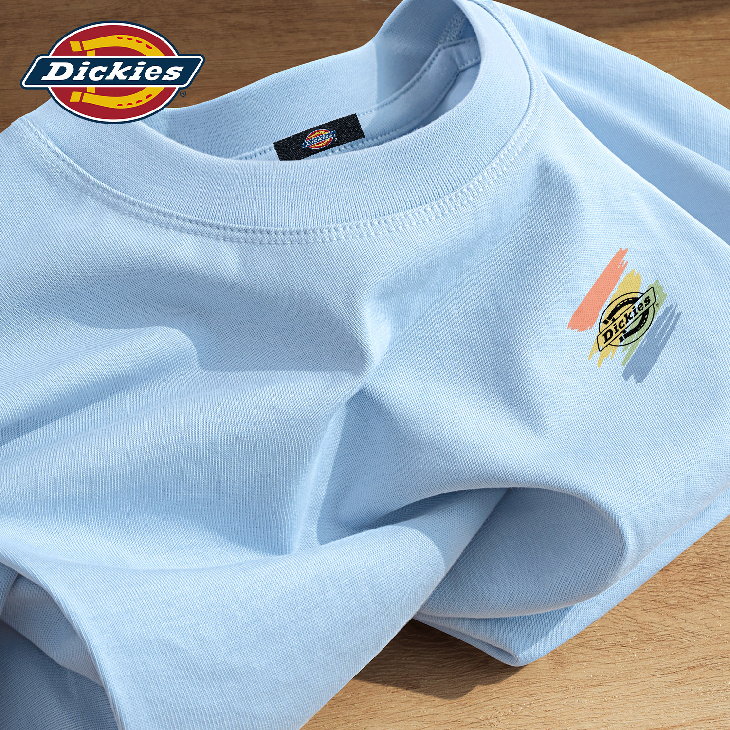 Dickies冰川蓝色纯棉短袖T恤男