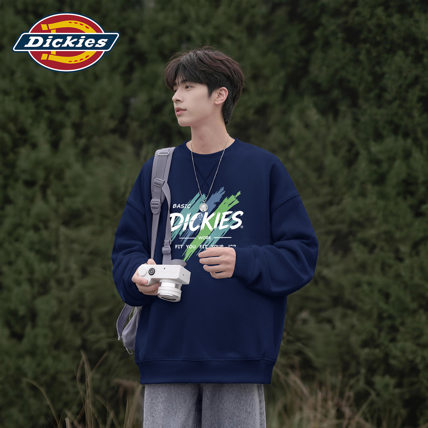 Dickies潮牌撞色圆领美式卫衣男