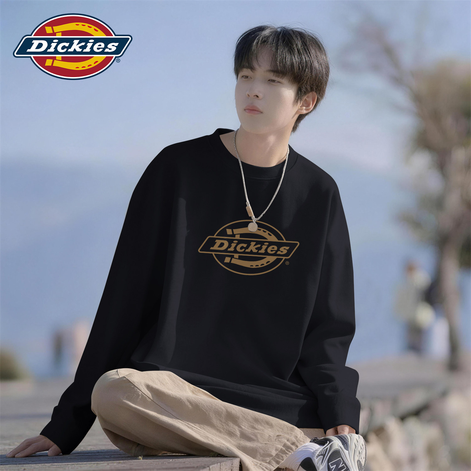 Dickies美式复古长袖t恤2026秋季新款重磅纯棉潮流字母印花上衣男