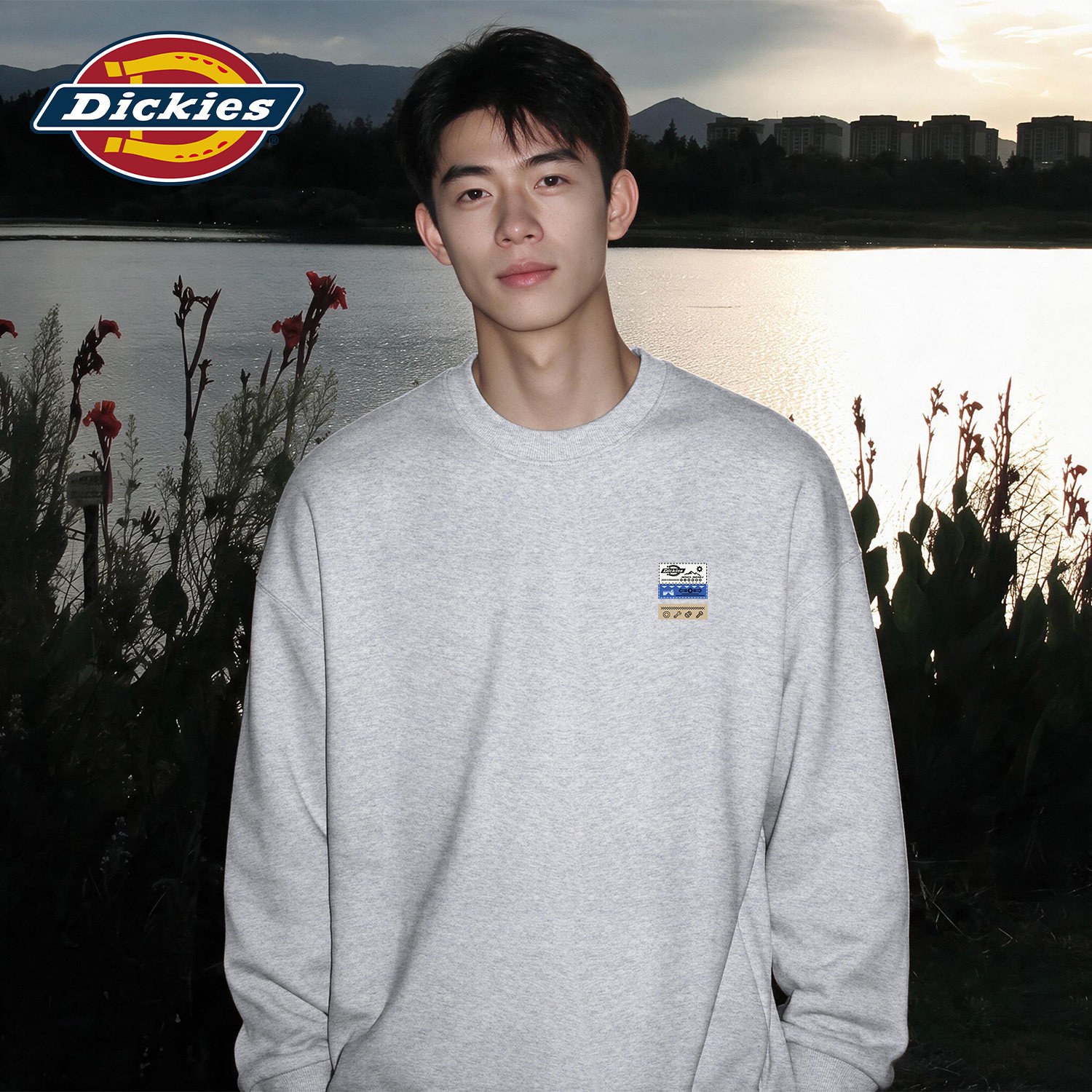 Dickies格雷系美式圆领卫衣男