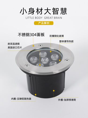 户外地埋灯防水led圆形嵌入式超薄室外景观庭院灯七彩投光埋地灯