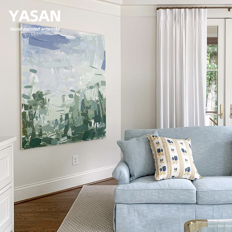 YASAN 手绘抽象油画客厅装饰画入户玄关餐厅壁画高档风景艺术挂画