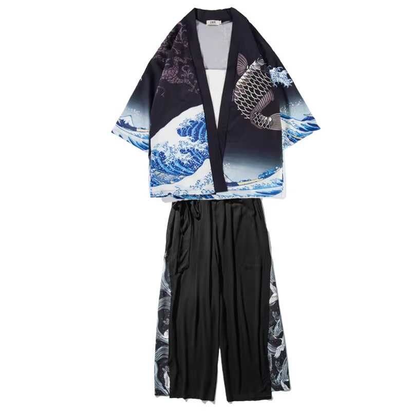 中式唐装改良汉服羽织中国风道袍男古风仙气复古装和服开衫外套装