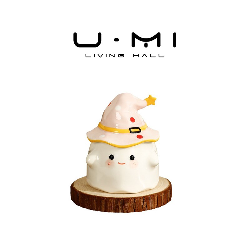 U Mi LIVING 幽灵 杯具马克杯带盖陶瓷杯稀奇古怪伴手礼水杯
