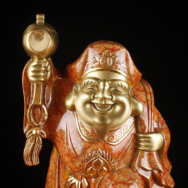 纯铜大黑天财神摆件大号家居客厅招手财神大黑天财神本命佛摆设