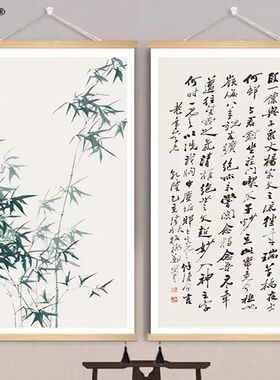 鸿运当头新中式挂画玄关卷轴挂布画茶室办公室墙壁装饰画吉祥国画