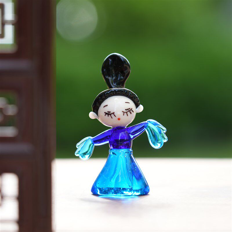 琉璃手作只此青绿仕女书桌面公仔摆件古风国潮车载装饰品文创礼物