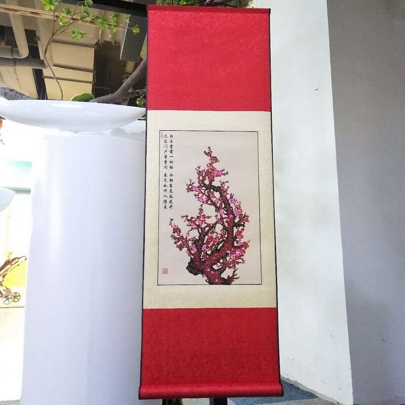 蔚县手工剪纸画 中国风丝绸剪纸挂画 出口级中式工艺礼品 纪念品