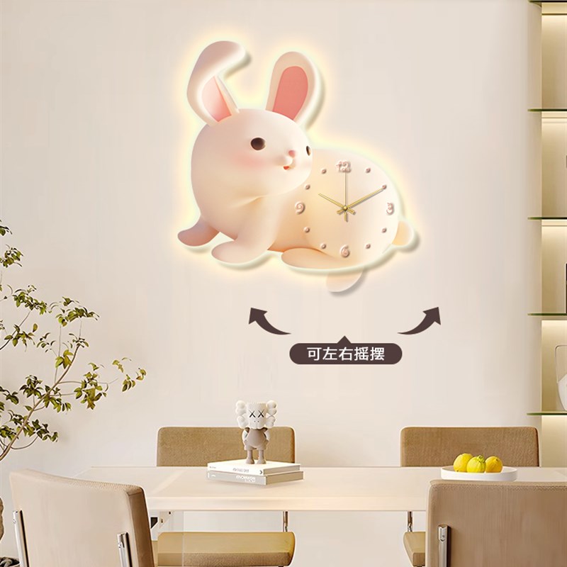 儿童房装饰画兔子女孩房间书桌墙上挂件卧室床头背景墙挂画钟表挂