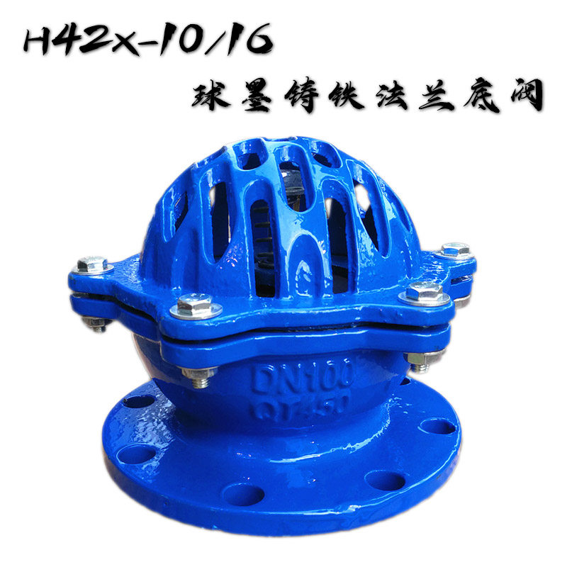 球墨铸铁法兰底阀花篮头水泵底阀抽水头消声底阀单向阀H42X-10/16