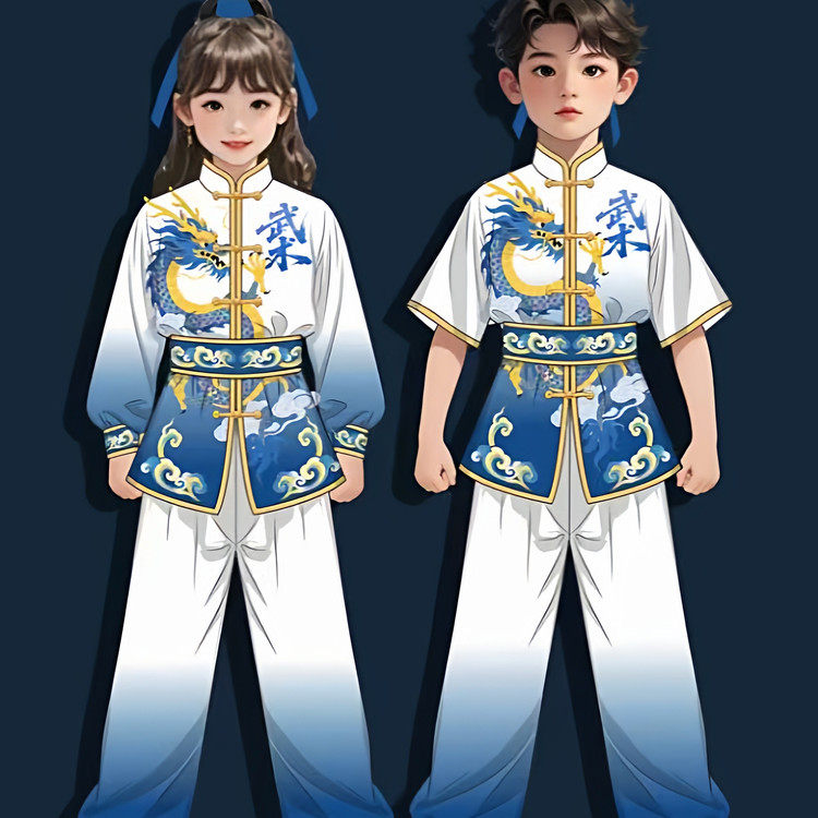 儿童武术表演服元旦舞龙