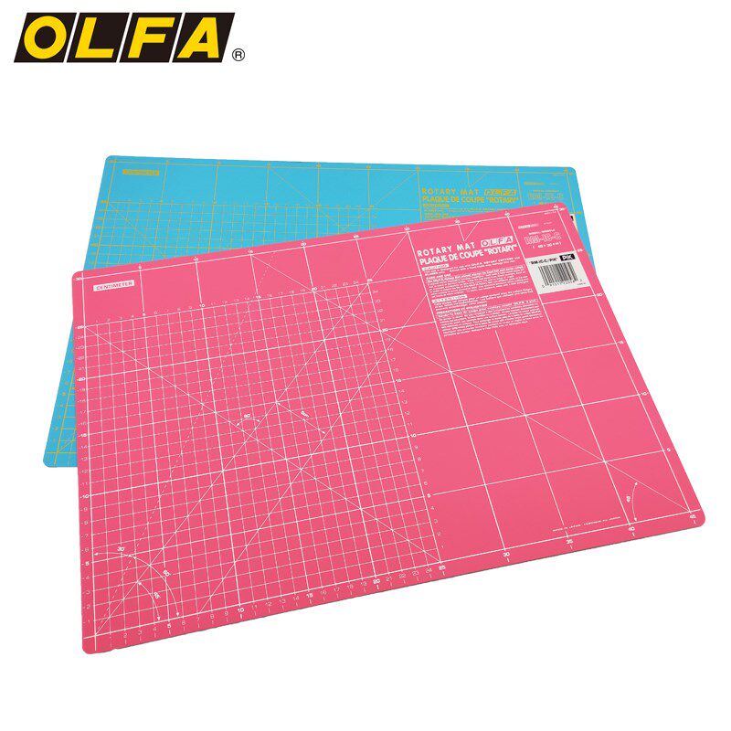 日本OLFA欧发自动愈合滚刀切割垫板粉/蓝色新款双面胶垫板RM-IC-C