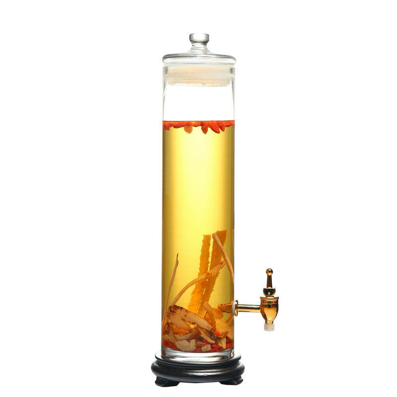 玻璃泡酒瓶密封罐 细高圆柱玻璃酒瓶 中式风格泡酒容器