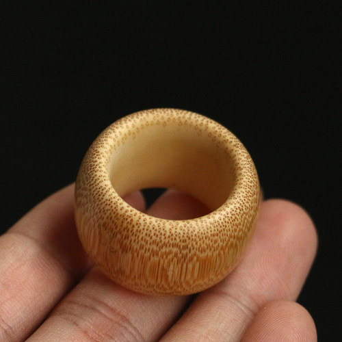 精品纯手工制作天然老玉竹鱼籽纹理竹扳指文玩竹雕手指环手把件