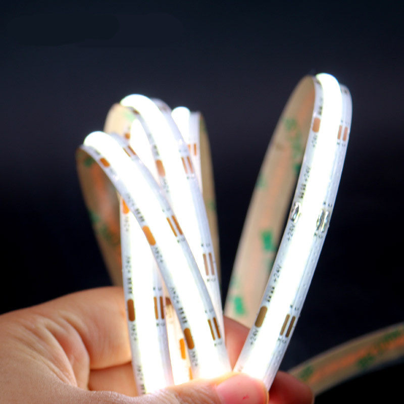 LED贴片软灯条三色发光双色温cob灯带24v白+暖+中性吊顶12v线型灯