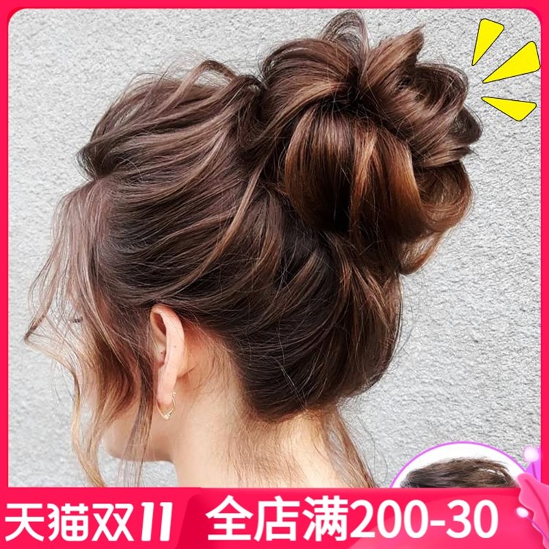 丸子头发圈懒人盘发器真发卷发圈发包女蓬松假发盘头发苞盘发神器