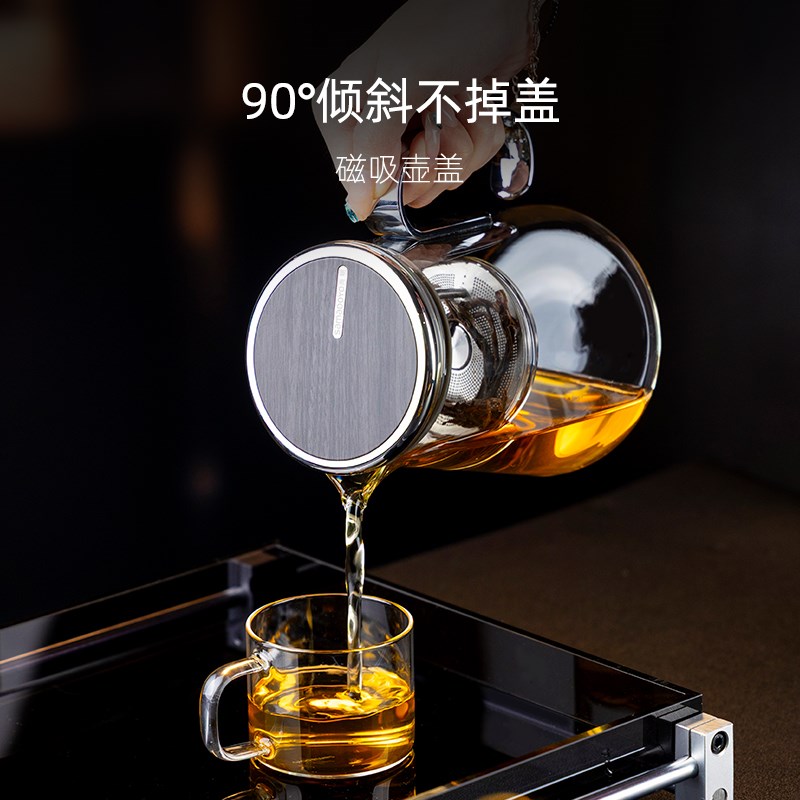 尚明2025新款茶壶磁吸飘逸杯玻璃内胆泡茶壶茶水分离杯泡茶神器