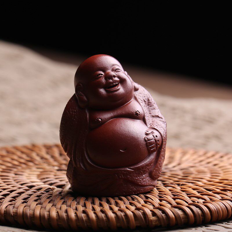 宜兴原矿紫砂茶宠摆件小弥勒笑口常开名家全手工朱泥茶玩精品可养