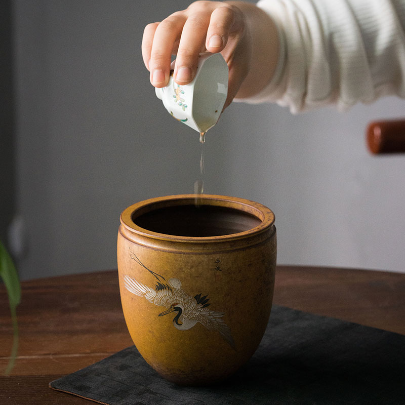 茶洗大号陶瓷手绘家用建水功夫茶具配件洗杯碗茶道零配水盂水洗碗