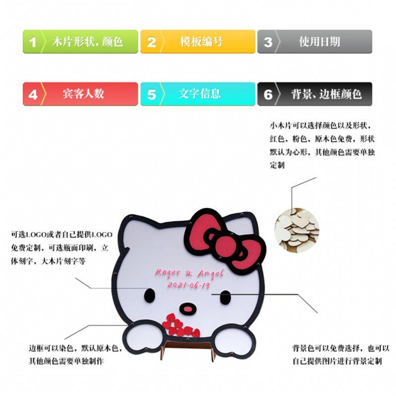 可爱猫咪卡通婚礼签到台定制生日布置道具用品创意签名板个性网红