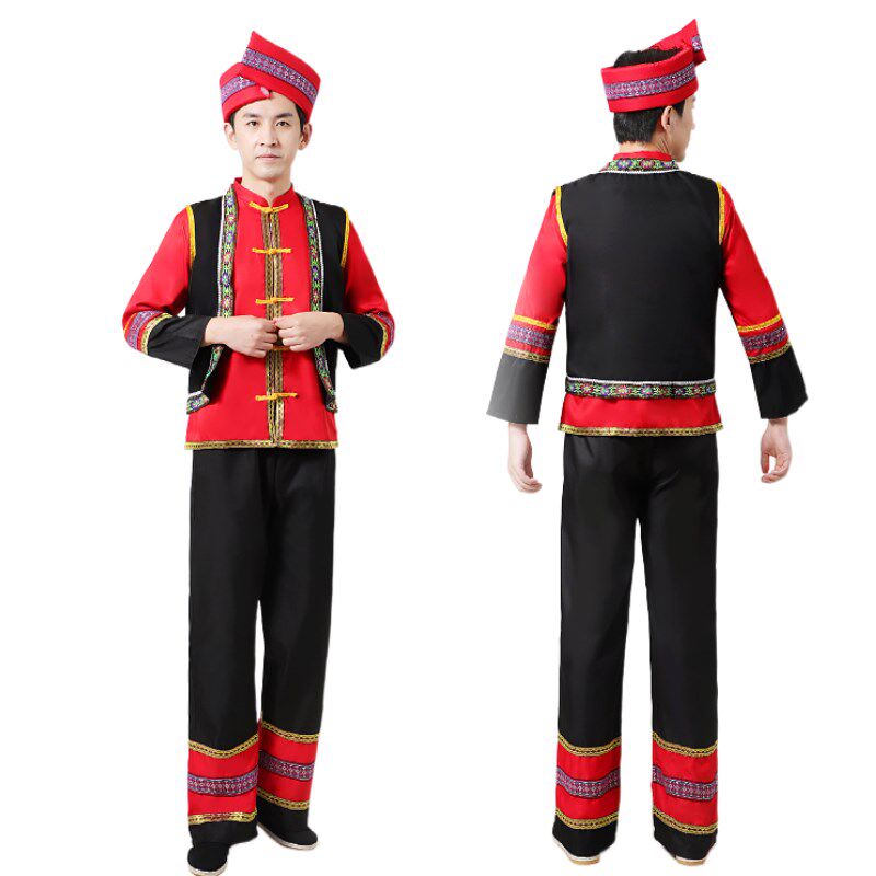 新款苗族舞蹈服装壮族土家族瑶族侗黎族云南广西少数民族男演出服